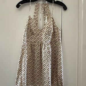 Trina Turk Cream and Brown Patterned Dress